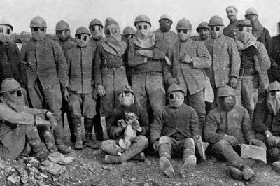French Army wearing Gas Masks on Western Front 1916